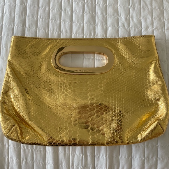 Michael Kors Berkley Metallic Python-Embossed Clutch Bag - Picture 3 of 5